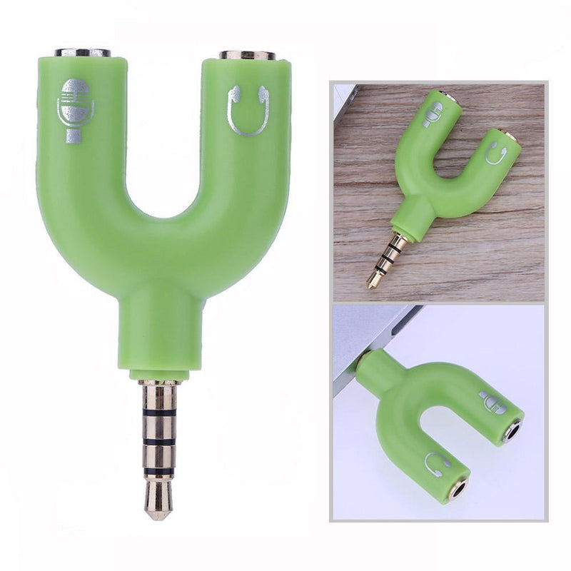 3.5mm Stereo Audio Jack Earphone Headphone 2 Way U Splitter Adapter Newly