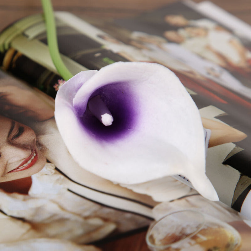 20pcs Calla Bridal Wedding Bouquet  Latex Real Feeling Flower Purple