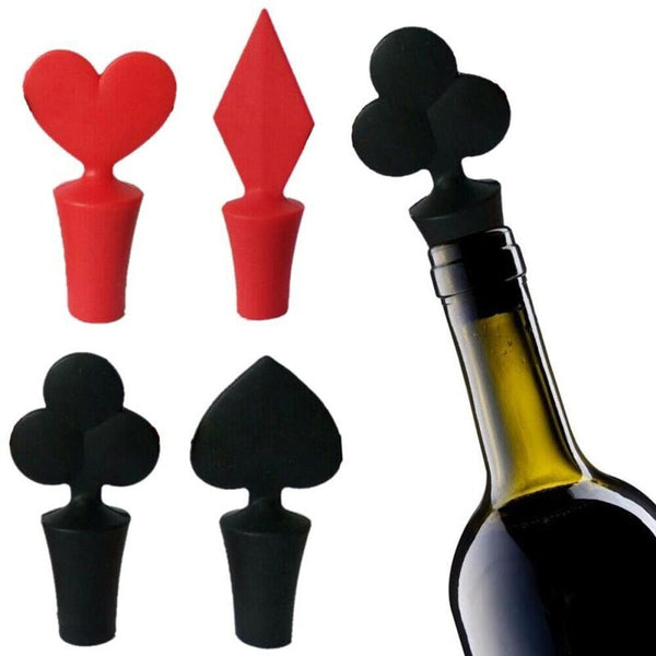 Wine Keeper Bottle Plug Poker Shaped Red Wine Bottle Cap Wine Stoppers Silicone