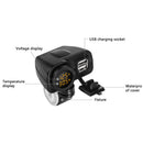 Motorcycle Handlebar Dual USB Charger with Voltmeter Thermometer (Yellow) Newly