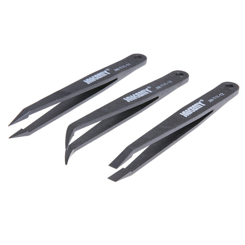 JAKEMY Anti-static Glass Fiber Tweezers Set Straight and Curved Tweezers Newly
