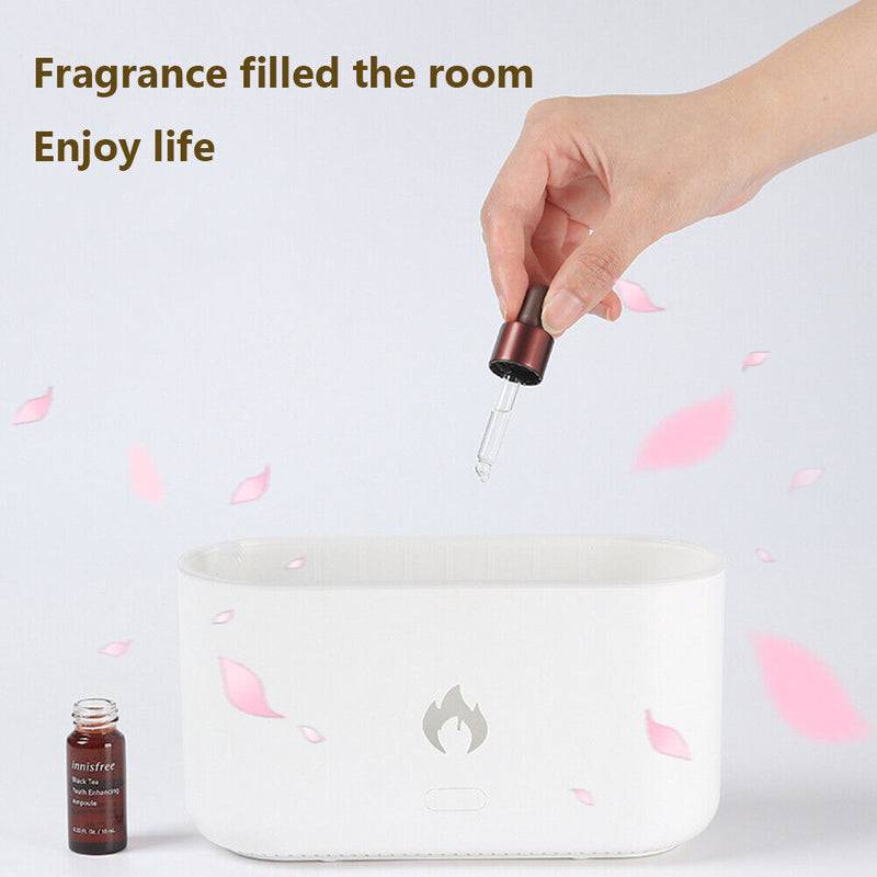 Essential Oil Diffuser Flame Humidifier Home Office Aromatherapy (White)