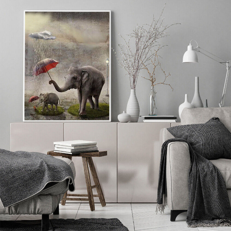 Frameless Painting By Numbers Elephants DIY Handmade Art Drawing On Canvas Craft