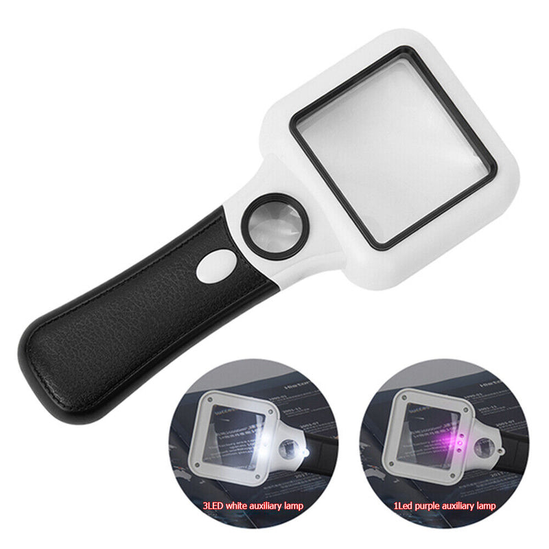 Illuminated Magnifier Optical Instrument with Light UV Lamp Reading Magnifier