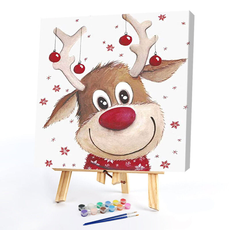 20X20cm Oil Paint By Numbers Christmas Elk Frameless Picture Crafts Home De