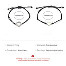 Stainless Steel Hollow Love Adjustable Women Bracelet Set Woven Hand Strap