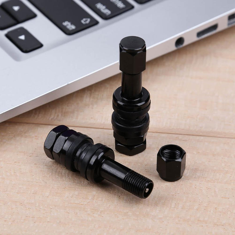 4pcs Car Stainless Steel Clamp-in Tubeless Tyre Tire Wheel Valves (Black)