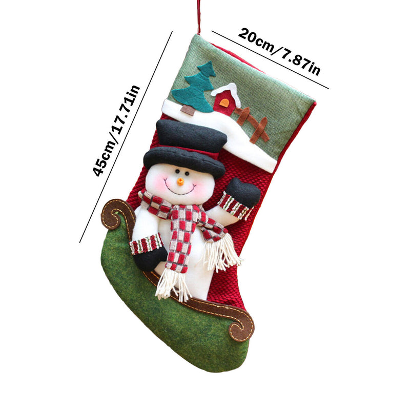 Christmas Stockings Gifts Bag Big Plush Socks Bags Xmas Socks (Snowman) Newly