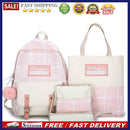 Women Fashion Plaid Printing 4pcs Pen Bag Cosmetics Pouch Shoulder Bag Knapsacks
