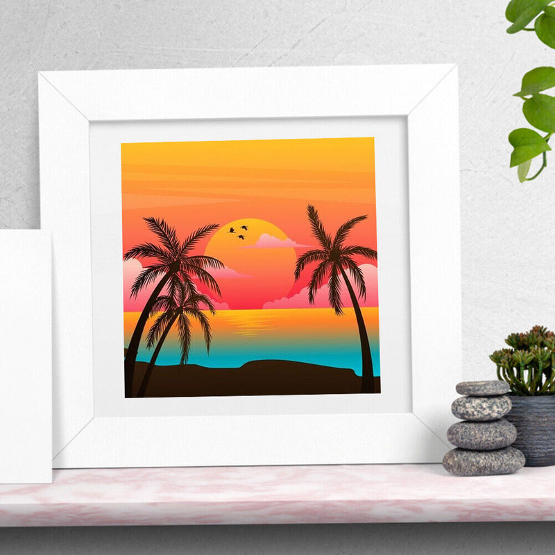 Sea Sunset Drawing Frameless DIY Oil Paint by Numbers Canvas Home Decor Kit
