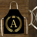 Letter A Printed Linen Apron Kitchen Waterproof Home Cooking Bibs (82x68cm)