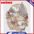 Partial Cross Stitch 11CT Cotton Thread DIY Christmas Reindeer Print Embroidery