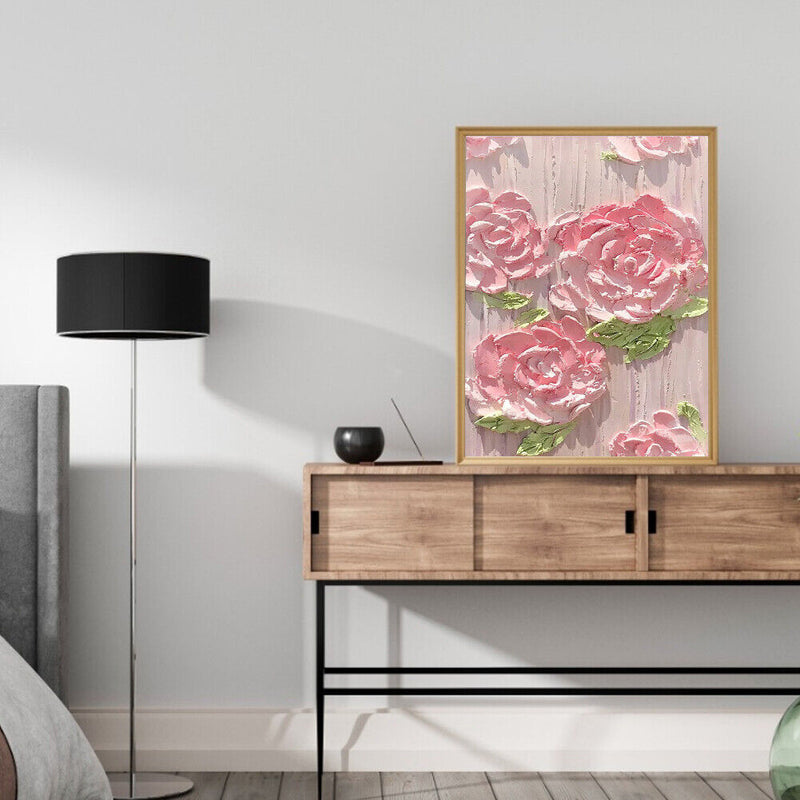 DIY Digital Picture Pink Flowers Frameless Oil Painting By Number Handicraft