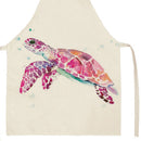 Kitchen Linen Apron Pink Turtle Painted Party Supply Cooking Cleaning Pinafore