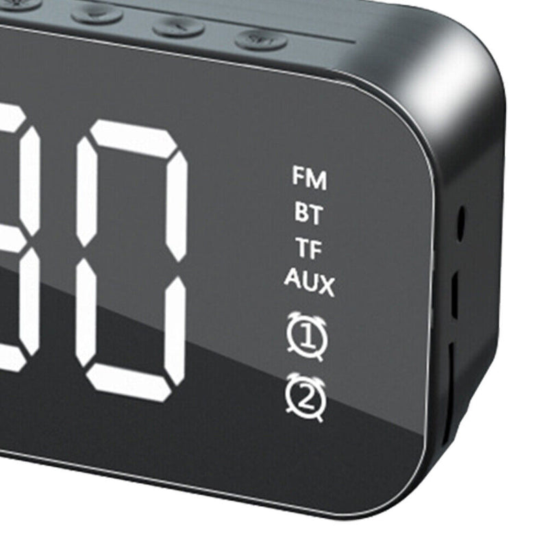 Bluetooth-Compatible Speaker Wireless Desk HiFi Music Alarm Clock (Black)