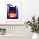 30x40cm 5D DIY Full Round Drill Diamond Painting Halloween Pumpkin Cat Deco