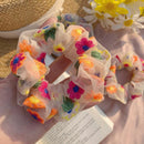 Headwear Elastic Hair Bands Korea Chic Embroidery Flower Transparent Net Yarn