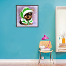5D Diamond Painting Dog in Green Hat Full Round Drill DIY Wall Art Crafts M