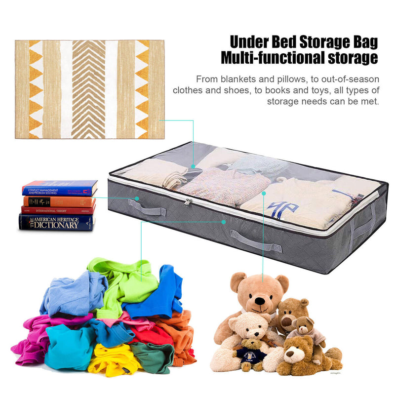 Under Bed Storage Organizer Sturdy Structure Large Capacity Underbed Bag Gray