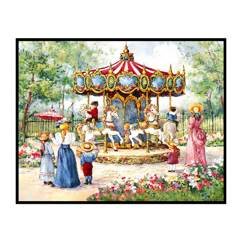 Full Embroidery Cross Stitch Set Needlework Kit 11CT Merry Go Round Artwork