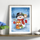 Handmade Winter Snowman 5D DIY Full Round Drill Drawing Kit Art Diamond Paint