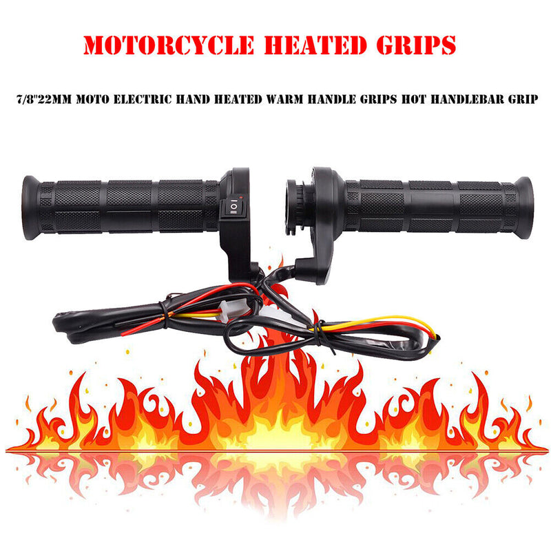 1 Pair 12V Motorcycle Heated Handlebar Grips Warmth Electric Handle Grip Newly