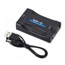1080P SCART to HDMI Audio Video Converter + USB A to DC Cable for HD TV STB DVD