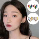 Girl Mini Fashion Jewelry Heart Pattern Rainbow Earrings Enamel Colorful Stud