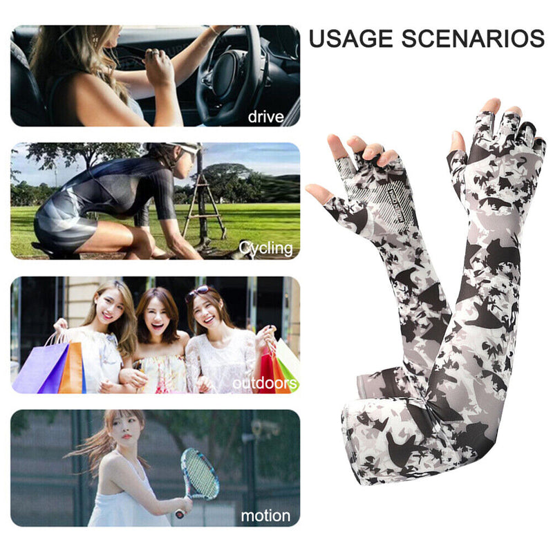 UV Protection Ice Fabric Arm Sleeves Female Male Unisex Half Fingers Arm Co