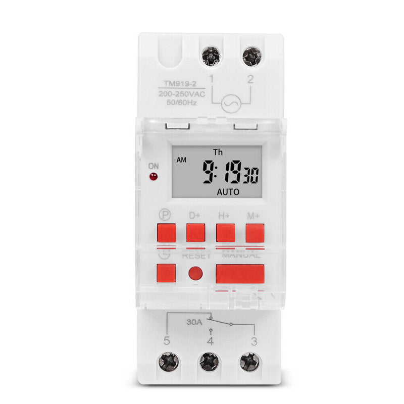 TM919B-2 30A Din Rail Weekly Programmable Digital Timer Relay Switch (220V)