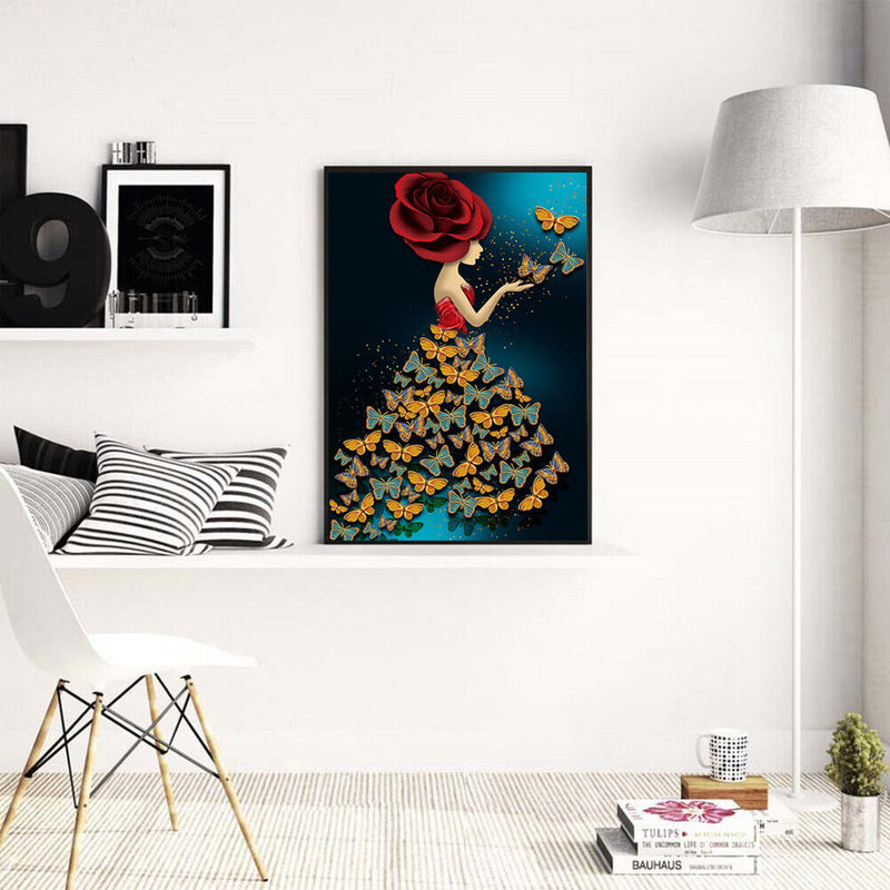 Diamond Painting Butterfly Girl Irregular Mosaic Wall Picture DIY Kit 30x40cm
