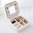 PU Leather Rings Earrings Jewelry Storage Display Box Holder (White)