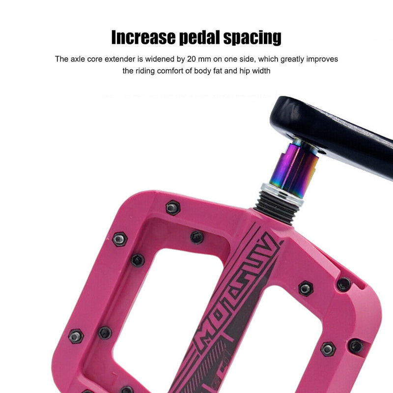 1 Pair MTB Bicycle Pedal Axle Extension Steel Pedal Bolt Spacer (Dazzling)