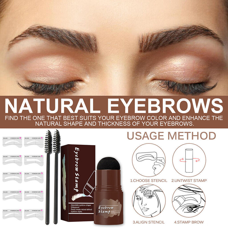 Professional Eye Brow Waterproof Stamp Shaping Kit for Makeup (Dark Brown)