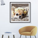 5D DIY Flower Dog Full Round Diamond Painting Mosaic Drawing Home Decoratio