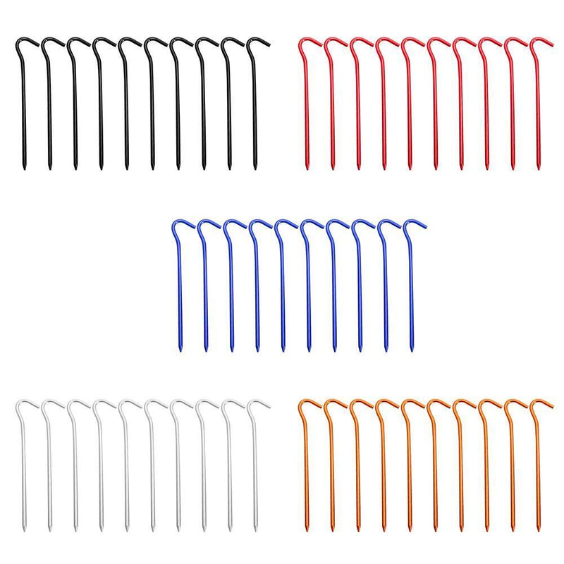 10pcs Aluminium Alloy Tent Pegs with Hooks Garden Stakes Ground Nail (Blue)