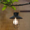 LED Solar Light Wrought Iron Lantern Hanging Tungsten Bulb Light Decor (A) Newly