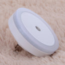 LED Light Sensor Control Night Light Round Bedroom Lamp (White)(US plug) Newly
