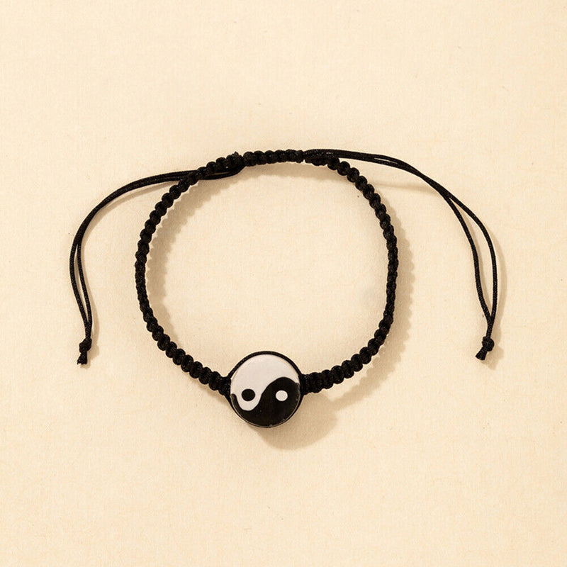 Ethnic Style Tai Chi Braided Rope Charm Yin Yang Adjustable Bracelets Jewelry