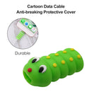 Animal USB Data Cable Bites Protector Cord Cable Winder (Green Caterpillar)