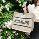 Fashion Simple Letters Women Linen Totes Handbags Casual Shopping Shoulder Bag