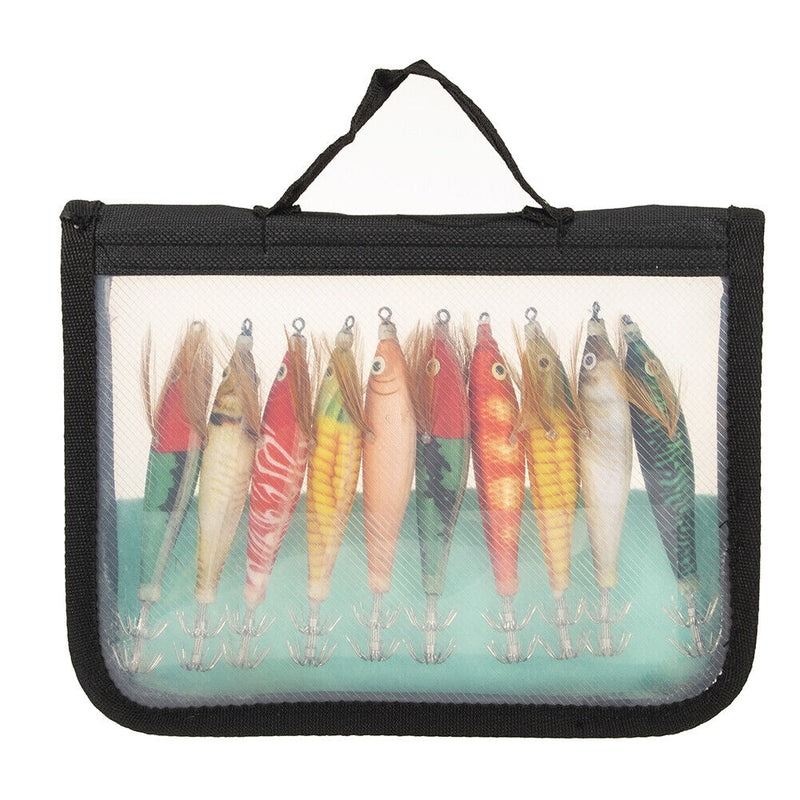 10pcs Bionic Shrimp Baits Set w/ Double-Layer Hooks for Cuttlefish Fishing Newly