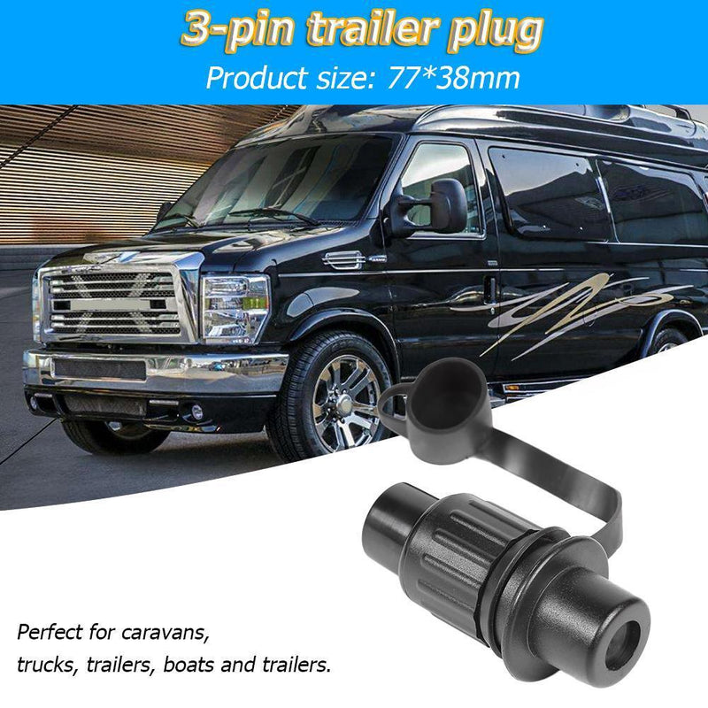 3 Pin 12V EU Waterproof Cable Connector Socket Plug for Trailer Caravan Truck