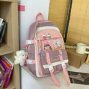 #A Japanese Harajuku Backpack School Students Hit Color Mochila with Pendant Bad