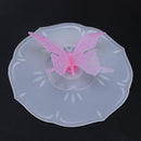 Cartoon Transparent Butterfly Silicone Anti Dust Cup Cover Mug Lid(Pink)