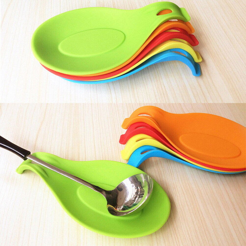 Attractive 1Pc Silicone Spoon Insulation Mat Silicone Heat Resistant Placemat D