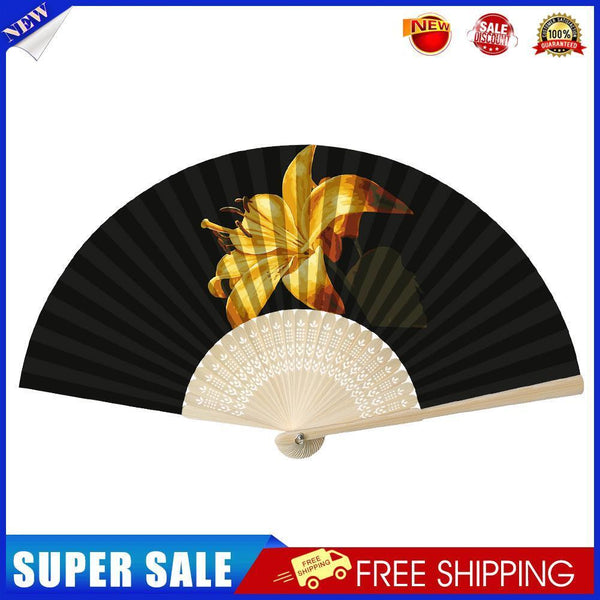 Flowers Folding Fan DIY Handmade Oil Paint By Numbers Craft Fans (Lily)