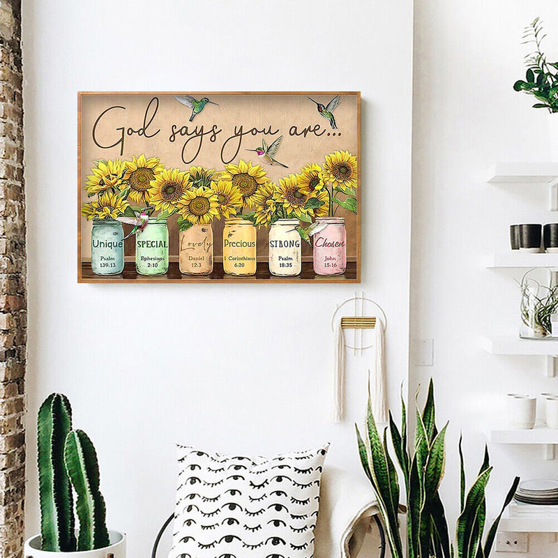 5D DIY Diamond Painting Sunflower Bottle Full Round Kit Rhinestones Home De