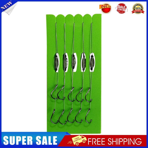 5pcs/Set Double Hook Fishing Line Carbon Barbed Carp Hooks Bait Feeder (10)
