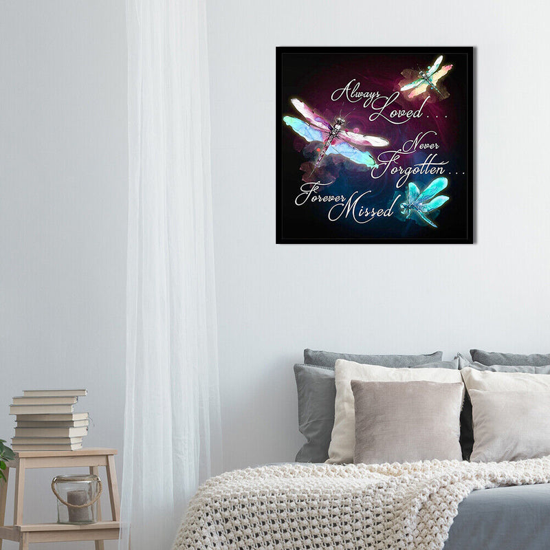 Dragonfly Text Frameless Oil Paint by Numbers Kit Handpainted Picture Art